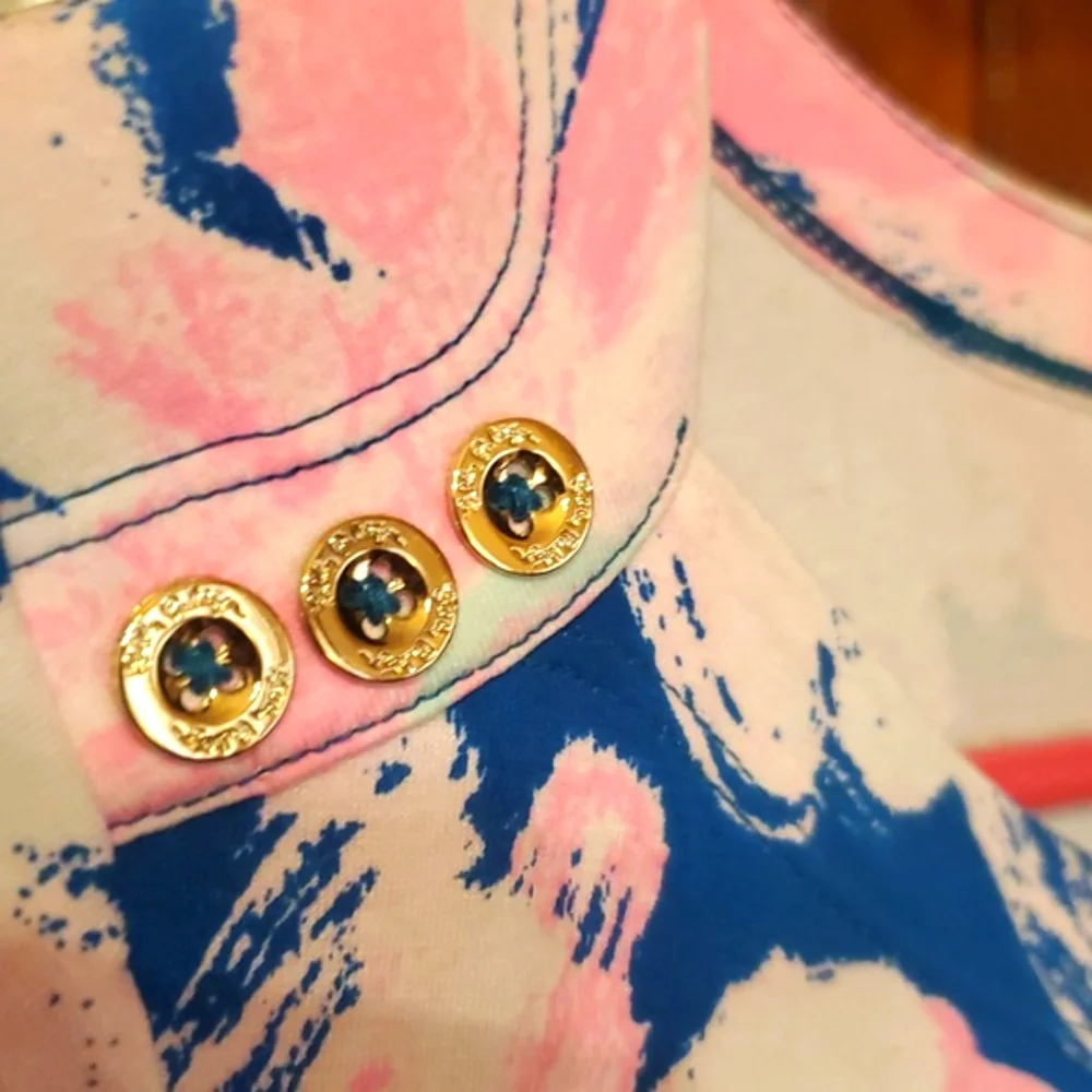 LILLY PULITZER SIZE M Floral Pink and Blue Dress - Picture 5 of 6